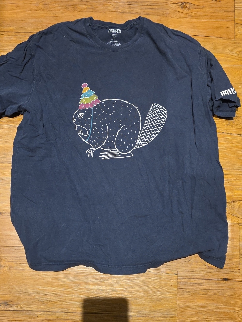 Navy Graphic T-Shirt with Party Beaver